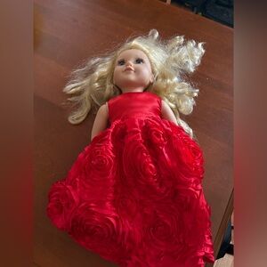 Elegant Red Rose Dress Doll